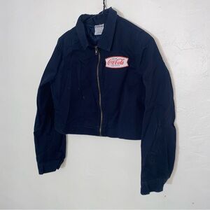 Vintage Authentic Coca Cola Employees Branded Cropped Lined Jacket Zip Up Medium